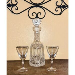 Lot Of 2 Cordial Glasses Silver Rimmed